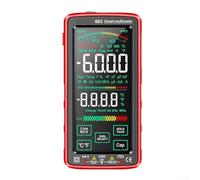 Multimètre numérique intelligent, multimètre numérique plein écran VA à écran tactile AC/DC pour tension, courant, résistance, continuité des diodes (rouge)