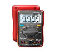 Multimètre numérique miniature AN8008/AN8009 RM 409B à double fusible et sélection automatique de la gamme, testeur de transistors et de condensateurs True-RMS(AN8008 Pro Red)