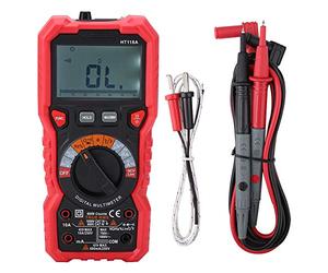Multimètre numérique portable HT118A, AC DC Volt Amp Ohm, capacité Hz, testeur de température avec lampe de poche