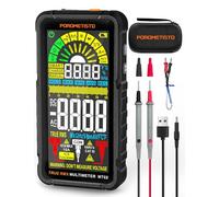 Multimètre Numérique Professionnel POROMETISTO 6000 Comptes, Multimeter 600V CA/CC Automatique Range Rechargeable, Mesure Tension Courant Résistance Capacité Diode TEM Continuité Fréquence etc.