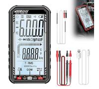 Multimètre numérique rechargeable 6000 points True RMS, testeur intelligent à plage automatique avec écran de 5 pouces,capacité de résistance de courant de tension AC DC pour la maison et l'aut black