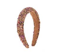 Multiouleurs Strass Bandeaux,Bandeaux Cristal Scintillant,Bandeau Baroque Boho-bijoux Bandeau Large Cheveux,Mode Rembourré Pailleté,Bandeau élastique Scintillant Faux Cristal Diamant(gold)