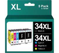 Multipack 34XL Cartouches d'encre Remanufacturées Compatible pour Epson 34XL pour Epson Workforce Pro WF-3725 WF-3725DWF WF-3720 WF3720 WF-3720DWF WF-3700 (Noir,Cyan,Magenta,Jaune)