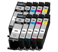 Multipack Compatible avec Canon 2078C005 / PGI-580XXL + CLI-581CMYK XXL contient 10 cartouches d'encre