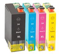 Multipack compatible avec Epson 34 XL comprend 4 cartouches d’encre