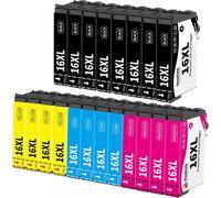 Multipack de 20 Cartouches d'encre 16XL 16 XL compatibles 16XL pour imprimantes Workforce WF-2760,WF-2630,WF-2510,WF-2660,WF-2750,WF-2650,WF-2540,WF-2530,WF-2520,WF-2010