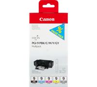 Canon PGI-9 Cartouches PBK/C/M/Y/GY Multipack Noire Photo, Cyan, Magenta, Jaune, Gris (Multipack plastique)