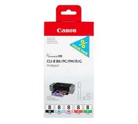 Canon CLI Value Pack 8 Multipack - 13 ml - noir, cyan, magenta, rouge, vert - original - réservoir d'encre - pour PIXMA Pro9000, Pro9000 Mark II Couleur G