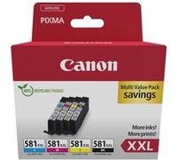 Canon Cartouche Encre - CLI-581 C M Y BK Lot de 4 Cartouches d'encre XXL d'origine à Haut Rendement pour Imprimante (1 x XXL Noir, 1 x Cyan, 1 x Magenta, 1 x Jaune)