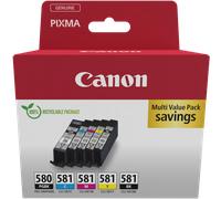 Multipack de cartouches d'encre pigmentée Canon PGI-580BK/CLI-581 BK/C/M/Y