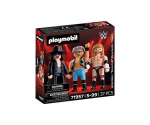 Multipack PLAYMOBIL WWE Attitude Era 71957 avec Triple H, Undertaker et Stone Cold Steve Austin accessoires Noir/Gris/Bleu/Rouge