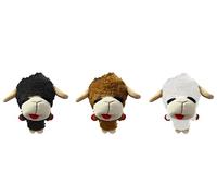 Multipet Knobby Noggins - Lot de 3 jouets couineurs pour chien en forme d'agneau | 12,7 cm | Sous licence officielle | Noir + marron + blanc