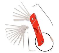 MULTIPICK Couteau de Poche Rouge [7 outils | EDC Edition | +10 Lames] Lockpick - Cle Passe Partout Porte - Clé Passe Partout universelle - Crochet Serrure - Lockpicking - Clé universelle