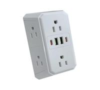 Multipla USB, Italiena, Adattatore Multipresa Elettrica da Muo, dattatore Cucina, Tripla Presa per Ufficio Casa Viaggio, Bianco, Adattatore Elettrico A 6 Prese