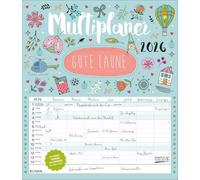 Multiplaner - Gute Laune 2026: Familienplaner, 7 breite Spalten. Großer Familienkalender mit Ferienterminen, extra Spalte, Vorschau bis März 2027 und Datumsschieber. Format: 40x46 cm
