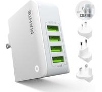 Multiple Chargeur Mural Usb, 4.4A/22W 4 Ports Chargeur Usb, Adaptateur De Voyage International Pliable Pour Iphone, Samsung, Lg, Htc Et Autres
