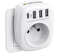 Multiple Mains Socket, Power Strip Charger with 1 AC Output, 1 USB C and 3 USB Ports, Electric Wall Compatible with iPhone/iPad, Ideal for Bedroom Home Office 4000 W