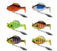 Multiple Pre-Rigged Jig Head Soft Fishing Lures, Multi-Color Bluegill Bionic Swim Lure, 3D Sequin Fishing Lures with Metal Propeller Spinner Blade for Freshwater Saltwater Bass