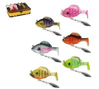 Multiple Pre-Rigged Jig Head Soft Fishinglures, Pre-Rigged Jig Head Soft Fishinglures, 3D Fishing Lures with Metal Propeller Spinner Blades, for Freshwater Saltwater (6*Pcs-B,14g)