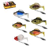 Multiple Pre-Rigged Jig Head Soft Fishinglures, Pre-Rigged Jig Head Soft Fishinglures, 3D Fishing Lures with Metal Propeller Spinner Blades, for Freshwater Saltwater (6*Pcs-A,14g)