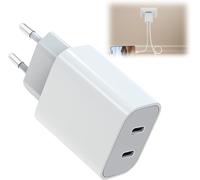 Multiple Secteur USB C 20W, Bloc Chargeur USB C avec Double USBC, Chargeur Rapide pour iPhone 16/16 Pro/16 Pro Max/15/14/13/12/11 Plus Mini SE X XS XR, Samsung Galaxy, Tablette