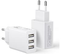 Multiple Usb Charger 2 Pack, 3 Port Usb Socket 15w/3a Mains Adapter Charger For Iphone 16/15/14/13/12/11/X/8/7/Se, Samsung Galaxy S25/S24/S23/S22/S21/S20, Xiaomi, Huawei