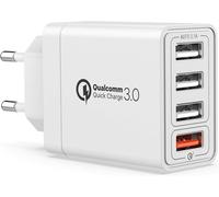 Multiple USB Charger, Fast and Safe, 4 USB Ports Compatible with All Mobile Phones, Tablets, Laptops Including Samsung Galaxy, Note, Xiaomi, Huawei