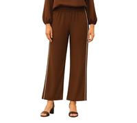 MULTIPLES Pantalon Fluide à Taille Élastique, Passepoil Blanc, Coupe Large, Fabriqué en France (FR/ES, Numérique, 46, Taille Normale, Taille Normale, Marron)