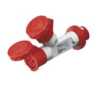 Multiplicateur Mobile 2 Sorties IP67 1 Prise 16A 2 Prises 3P+T 400V Rouge