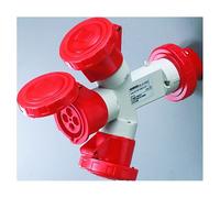 Multiplicateur Mobile 3 Sorties IP67 1 Prise 16A 3 Prises 3P+T 400V Rouge