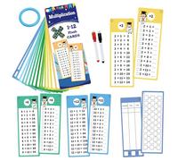 Multiplication Flashcard d'apprentissage interactif 2 stylos effaçables | Cartes de table de multiplication pour enseignement, examen, salle de classe, maison, extérieur, étapes d'apprentissage des