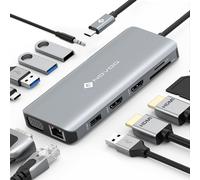 Multiport Docking Station 12 En 1, Hub Usb C Vers Double Hdmi, Usb X 4, Pd 100W, Ethernet Rj45, Lecteur De Carte Sd/Tf, Station D'Accueil Pour Macbook Air Pro Hp Dell Xps