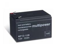 MULTIPOWER 12 V/12 Ah Batterie au plomb MP12-12B - Connexion 6,3 mm