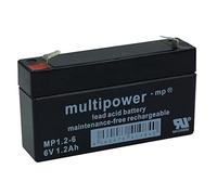 MultiPower Batterie au plomb MP1.2-6 avec 6 V 1,2 Ah avec connecteurs de 4,8 mm