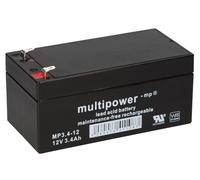 Multipower Batterie au plomb MP3,4-12 Pb 12V 3,4Ah VdS G110046, Faston 4,8