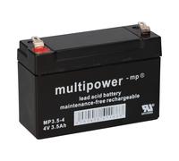 Multipower Batterie au Plomb MP3, 5-4 Pb 4V 3,5Ah Faston 4,8mm