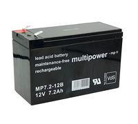 Multipower Batterie au plomb MP7.2 12B 12 V 7200 mAh avec prise 6,3 mm