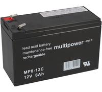 Multipower Batterie au Plomb MP8-12C Pb 12V 8Ah Cycles Faston 6,3 12Volt 7Ah