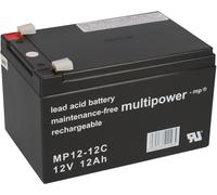 Multipower Batterie Plomb MP12-12C Pb 12V 12Ah Durable Faston 6,3mm