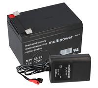 Multipower Batterie Plomb MPL12-12 12V 12Ah + Chargeur Batterie Plomb AGM
