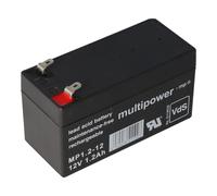 Multipower MP1.2-12 Batterie au plomb avec contacts Faston 4,8mm avec homologation VDS Dimensions 97,00x43,00x53,00mm