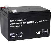 multipower MP12-12B 117750 Batterie au plomb 12 V 12 Ah plomb (AGM) (l x H x P) 98 x 98 x 151 mm cosses plates 6,35 mm sans