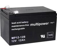 multipower MP12-12B MP12-12B Batterie au plomb 12 V 12 Ah plomb (AGM) (l x H x P) 98 x 98 x 151 mm raccordement par pôles de contact sans entretien,