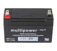 Multipower MP3.5-4 4V 3,5Ah Batterie au plomb AGM plomb gel 4,8mm contacts enfichables Faston, 4260476411663