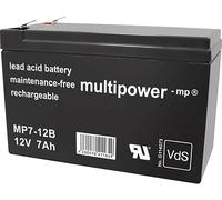 multipower MP7-12B 144799 Batterie au plomb 12 V 7 Ah plomb (AGM) (l x H x P) 65 x 102 x 151 mm cosses plates 6,35 mm sans entretien, auto-décharge réduite,