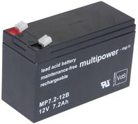multipower MP7,2-12B 130628 Batterie au plomb 12 V 7.2 Ah plomb (AGM) (l x H x P) 65 x 102 x 151 mm cosses plates 6,35 mm sans