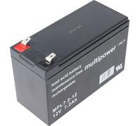 Multipower MPL7.2-12 12V 7,2Ah Long Life Batterie au plomb AGM plomb-gel, 10 ans de batterie, Faston 6,3mm