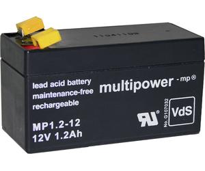 multipower PB-12-1,2-4,8 MP1,2-12 Batterie au plomb 12 V 1.2 Ah plomb (AGM) (l x H x P) 97 x 59 x 43 mm cosses plates 4,8 mm sans