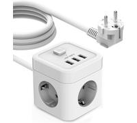 Multipr Cube Avec Usb, Bloc Multipr 3 Pr S Avec 3 Ports Usb Chargeur (3680W 16A) Pr Multiple Avec Interrupteur Cable 3M Pour La Maison, Le Bureau-Blanc