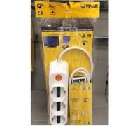 MULTIPRESA 3 SCHUKO + 6 LOW + 1,5MT CABLE + COULEUR BLANC FP00533.C.B
